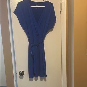 Nine West Blue V-neck Wrap Dress with Dolman Sleeves